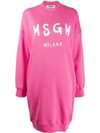 Msgm Logo Print Sweater Dress In Pink