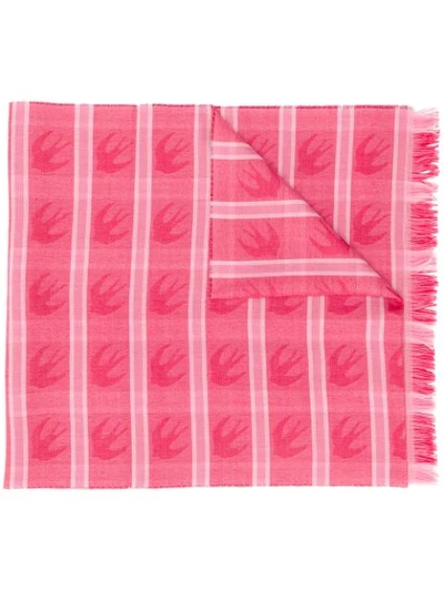 Mcq By Alexander Mcqueen Swallow Checked Scarf In Pink
