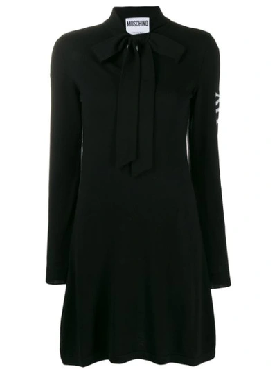 Moschino Pussy-bow Jumper Dress In Black