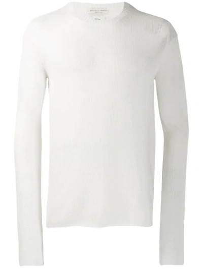 Bottega Veneta Roll Hem Cashmere Sweater In White