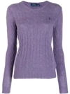 Polo Ralph Lauren Cable Knit Top In Purple