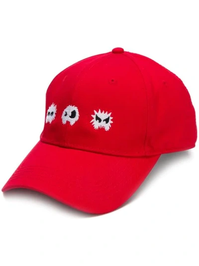 Mcq By Alexander Mcqueen Monster Embroidery Baseball Cap In 6406 Red