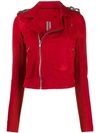 Rick Owens Biker Jacket In 133 Cardinal Red