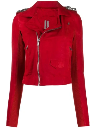 Rick Owens Biker Jacket In 133 Cardinal Red