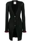 Semicouture Fitted Plunging Neck Cardigan In Black