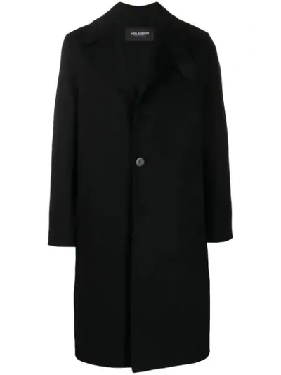 Neil Barrett Strap Detail Overcoat In Black