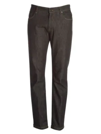 Fendi Mania Straight-leg Jeans In Dark Wash