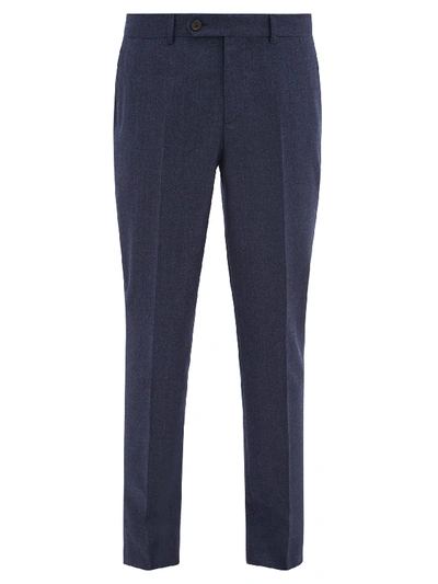 Brunello Cucinelli Pinpoint Wool-flannel Trousers In Blue