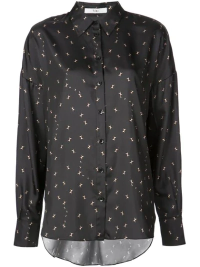 Tibi Ant Polka Dot Relaxed Blouse In Black