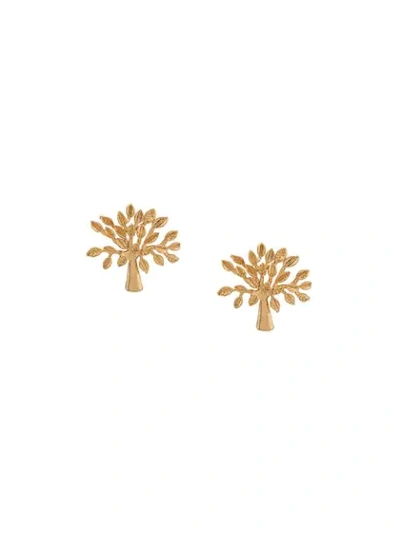 Mulberry Logo Tree Stud Earrings - 金色 In Gold