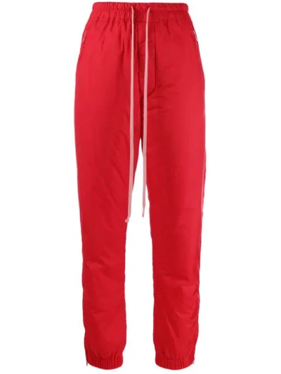 Rick Owens Padded Track Trousers In Red