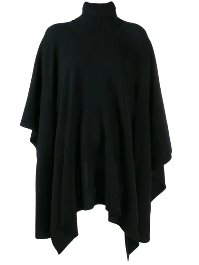 Maison Margiela Draped Knitted Poncho In Black