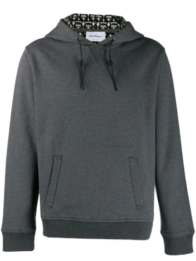 Ferragamo Long-sleeved Hoodie In Grey