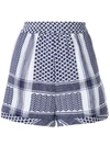 Cecilie Copenhagen High-waist Patterned Shorts - Blue