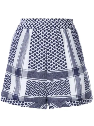 Cecilie Copenhagen High-waist Patterned Shorts - Blue