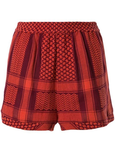 Cecilie Copenhagen High-waist Patterned Shorts In Orange