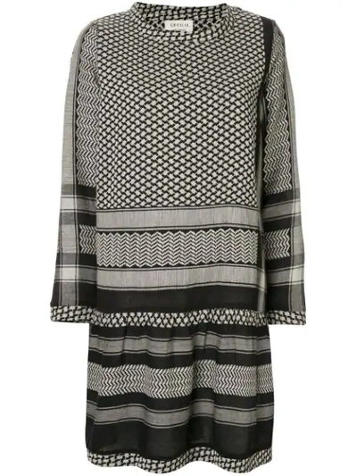 Cecilie Copenhagen Long-sleeve Patterned Dress In Black