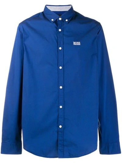 Hugo Boss Logo Embroidered Shirt In Blue