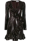 Msgm Sequin Embellished Ruffle Dress In Chocolate