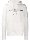 Tommy Hilfiger Logo Print Hoodie In White