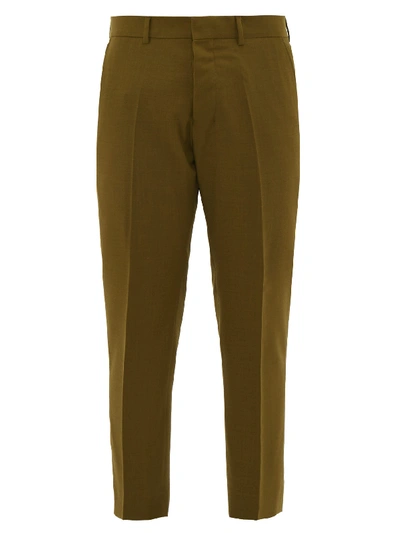 Ami Alexandre Mattiussi Cropped Virgin Wool-twill Trousers In Green