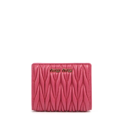 Miu Miu Magenta Matelassé Leather Wallet