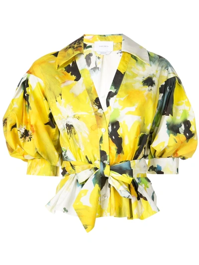 Marchesa Floral Print Blouse In Yellow