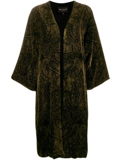 Etro Velvet Paisley Kimono In Black