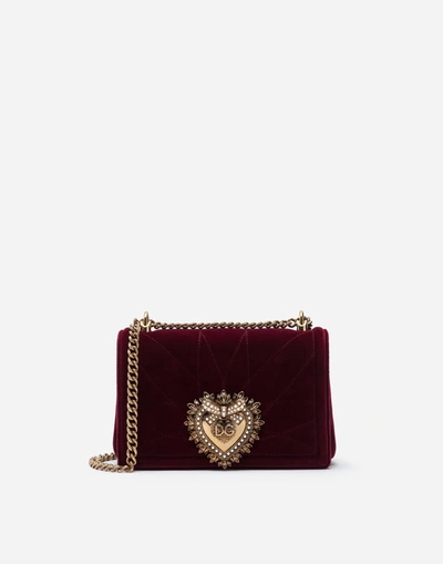 Dolce & Gabbana Medium Devotion Crossbody Bag In Quilted Velvet