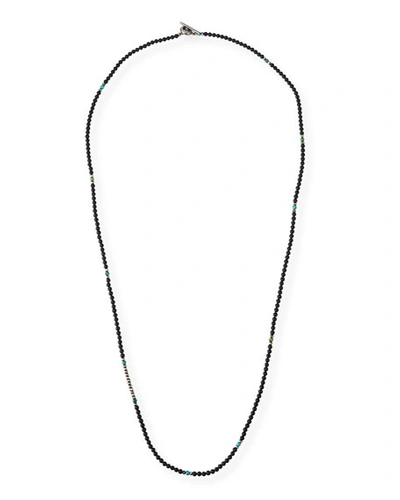 M Cohen Men's Mini Gemstone Beaded Necklace, Black