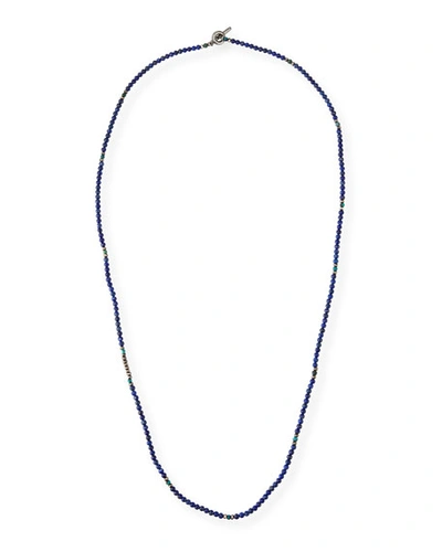 M Cohen Men's Mini Gemstone Beaded Necklace, Blue
