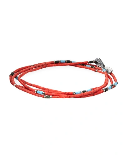 M Cohen Men's Stacked Mini Coral Bead Necklace/bracelet