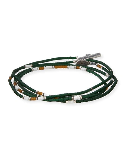 M. Cohen Men's Stacked Mini Jade Bead Necklace Bracelet, Green Pattern