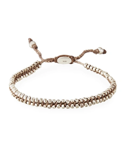 M Cohen Men's Two-row Stamped Beads Bracelet, Taupe