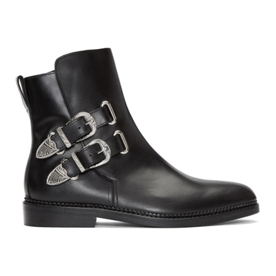 Toga Virilis Buckled Leather Ankle Boots In Black