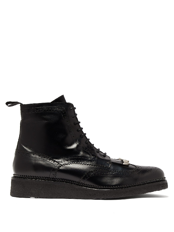 Toga Virilis Tassel-front Leather Brogue Boots In Black | ModeSens