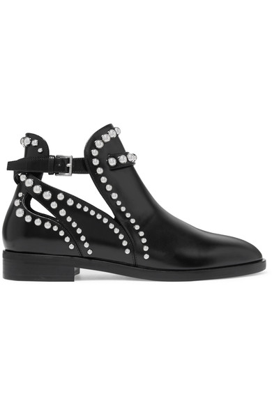 Alaïa Cutout Studded Glossed-leather Chelsea Boots | ModeSens