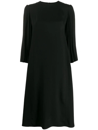Valentino Double-faced Pleated Dress In Black