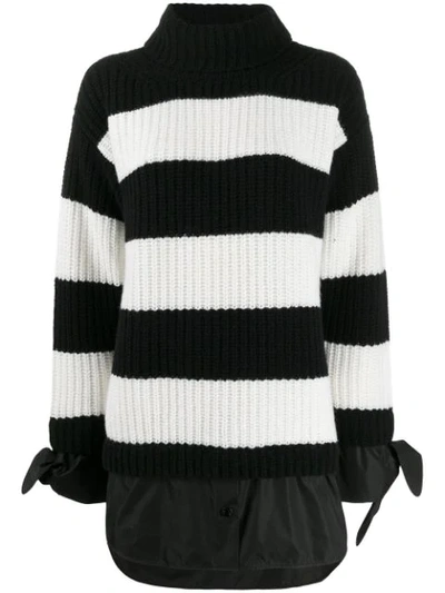 Moncler Layered-effect Roll-neck Virgin-wool Sweater In Black