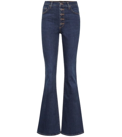 Veronica Beard Beverly High-rise Flare Jeans - Extended Sizing In Blue