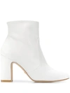 Stuart Weitzman Nell Smooth Napa Booties In White