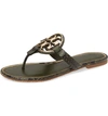 Tory Burch Metal Miller Slide Sandals In Leccio Roccia / Gold