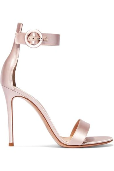 Gianvito Rossi Satin Portofino Heels In Neutrals.
