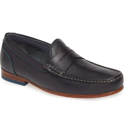 Ted Baker Xaponl Penny Loafer In Dark Blue Leather