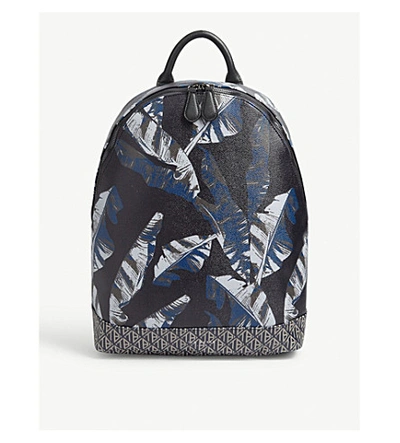 Ted Baker Faux Leather Print Backpack In Navy