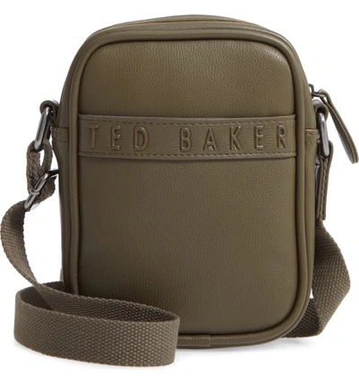 Ted Baker Bandz Faux Leather Crossbody Bag In Olive
