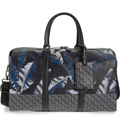 Ted Baker Gelada Print Faux Leather Duffle Bag In Navy