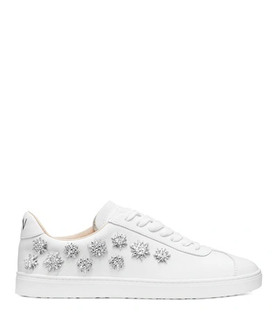 Stuart Weitzman Women's Emilie Embellished Low-top Sneakers In White Nappa Leather