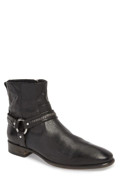 John Varvatos Eldridge Harness Leather Ankle Boots In Black