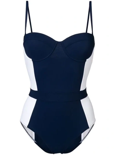 Tory Burch Lipsi Two-tone One-piece Swimsuit, Navy/ivory In Tory Navy/ivory